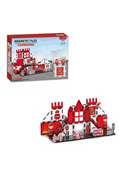 hak-iş oyuncak Renkli Manyetik Bloklar Fayans Yapı taşları İtfaiye Serisi Eği...