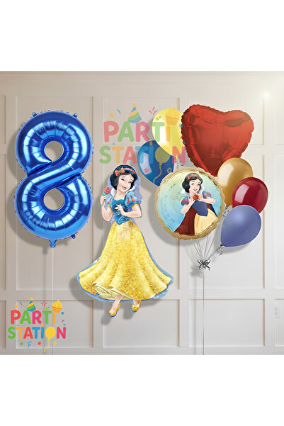 Parti Station مجموعة بالونات فويل بتصميم سنو وايت للأطفال بعمر 8 سنوات، مجموع...
