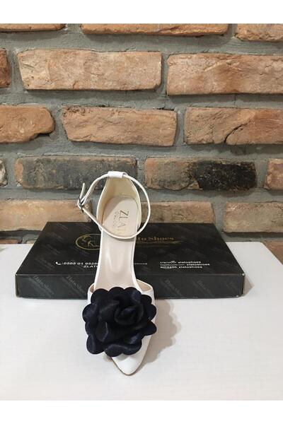 Zlato Women's White Black Floral Detailed High Heeled Bridal Engagement Weddi...