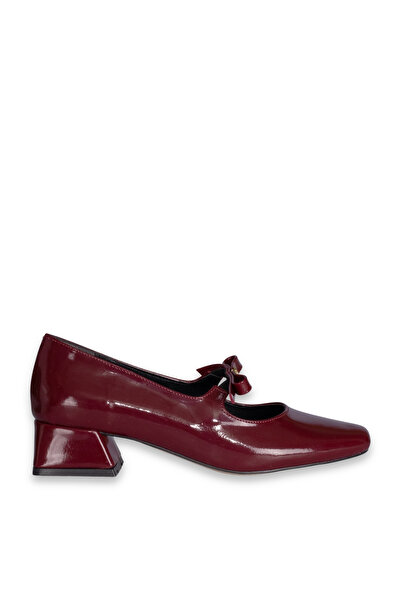 SOLMAZ Solly Cpç175 Burgundy Patent Leather Women's Heeled Shoes