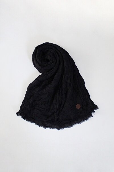 QUM İPEK Vual Kraş Şal Siyah