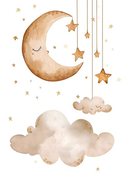 Generic (Unbranded) Tablou pe pânză cu lună înnorată 40x60 cm