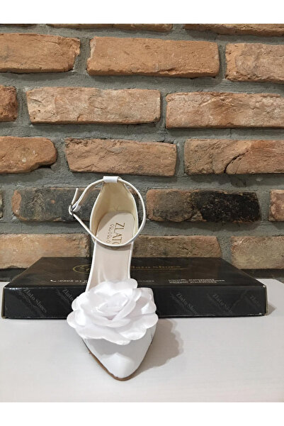 Zlato White Floral Detailed Women's High Heel Bridal Engagement Wedding Shoes...