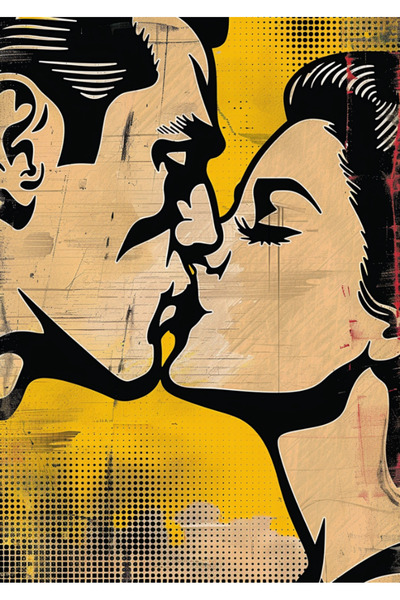 Generic (Unbranded) Tablou pe pânză Pop Art Retro Sărut 40x60 cm