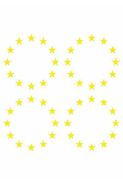 Turuncu Sticker 3 X 3 Cm Plaka Ab Yıldızı Sticker Oto Araba Sticker 4 Adet Sarı