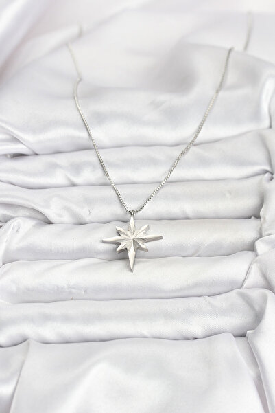 ForWhat 60cm Silver Steel Chain Pole Star Style Women Necklace for Elegant Necks