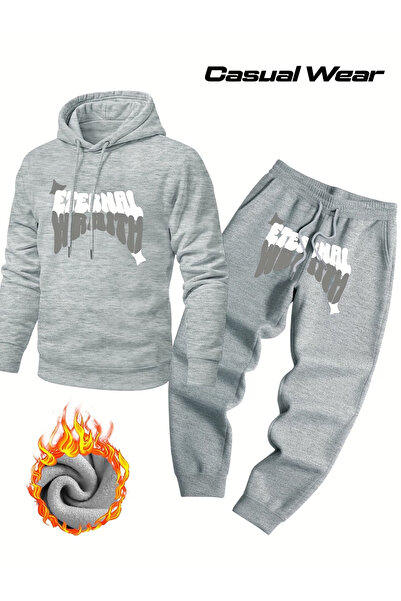 bellanova Men's Hooded Zippered Tracksuit Set – Set of 2, Digital Print, with...