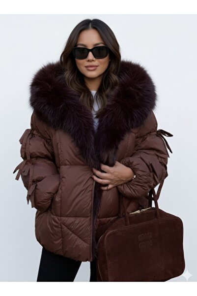 ARDSU Palton de lux din blană artificială, umplută cu puf.