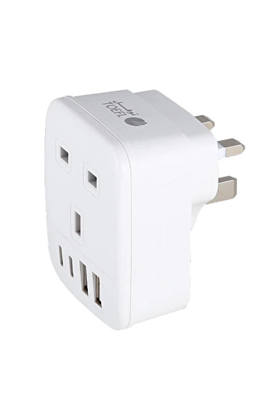 TOFEL Wall plug extension cord, single and triple sockets with USB port + 2 T...