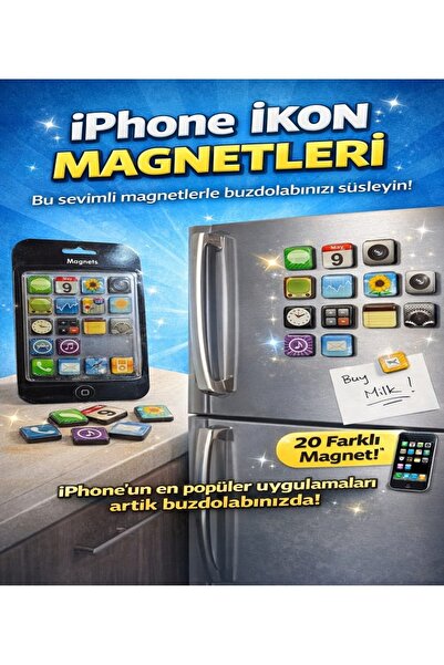 teknom Telefon uygulama temalı buz dolabı süsleri dekoratif dolap süsü dolap ...