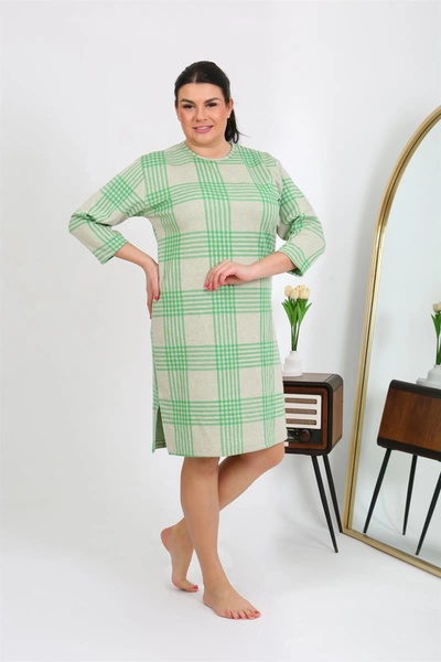 mtm My The Mall Women's Plus Size Combed Cotton Nightgown Home Dress Green