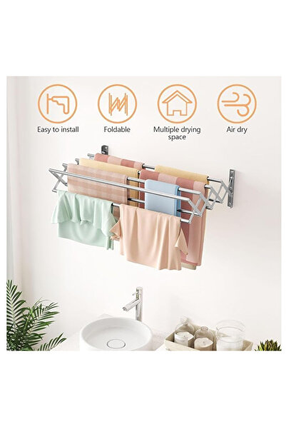 LAOBAN Wall Mounted Clothes Drying Rack,Stainless Steel Retractable Drying Ra...