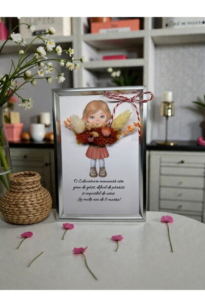 OEM Tablou cu mesaj pentru Educatoare - fetita, 10x15cm