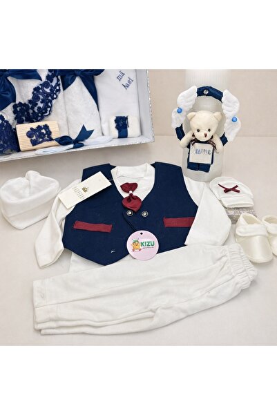 kizu Κομψό μπλε σετ βάπτισης για αγόρια – Πλήρες σετ με κερί και ρούχα 0-3 ΜΗΝΕΣ