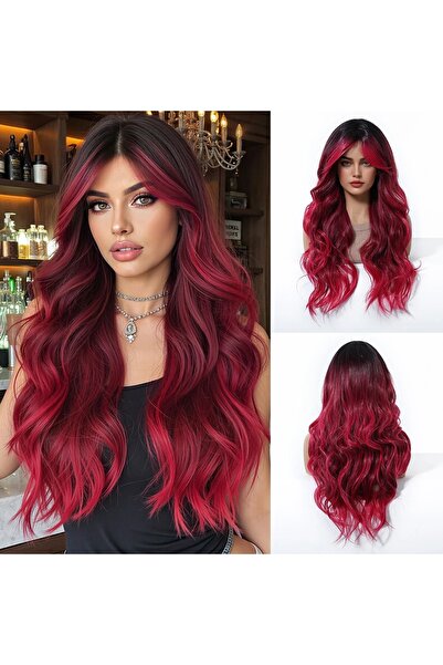 animis beauty Περούκα Ombre σε κόκκινο-βιολετί χρώμα, από συνθετικές ίνες υψη...