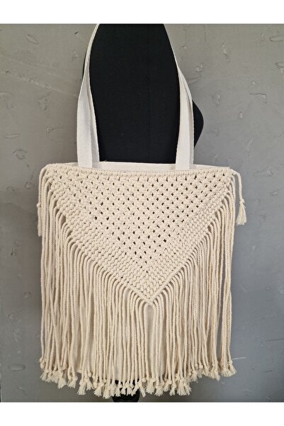 Hobi Kafe Hand Knitted Macrame Embroidered Cloth Bag