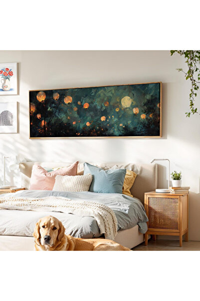 woodhomeworks Tek Parça Gerçek Ahşap Yatay Panorama Çerçeveli Tablo çin fener...