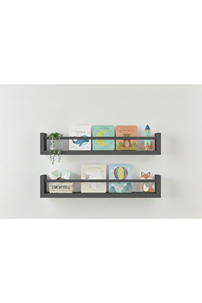 EGN WOODS منظم غرفة الأطفال من MDF باللون الأنثراسيت مقاس 50 × 9، مجموعة تعلي...