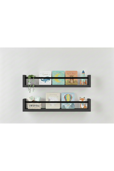 EGN WOODS 80X9 2-Piece Anthracite Mdf Baby Room Organizer Children's Room Mon...