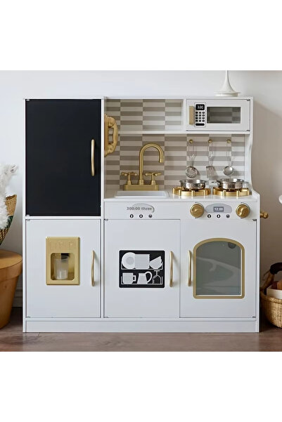 My modern game لعبة مطبخ خشبي كبير، لعبة تظاهر للأطفال مع أدوات الطهو يساعد ع...