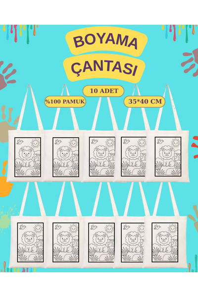 Cemira 10 Pieces of Cute Lion-Themed Children's Painting Bags, Bag Painting S...