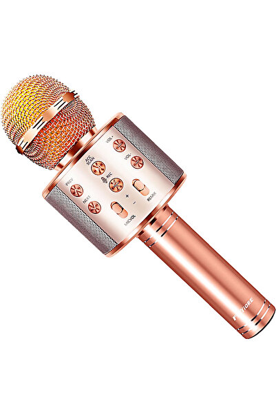 OEM Microfon Wireless Karaoke Bluetooth WS 858 difuzor USB Micro SD - Roz