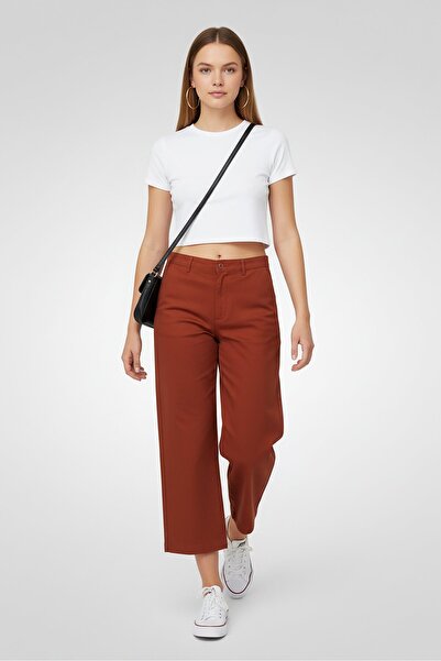 Levi's Women Baggy Fit Plain Wide Leg Pants, Brown