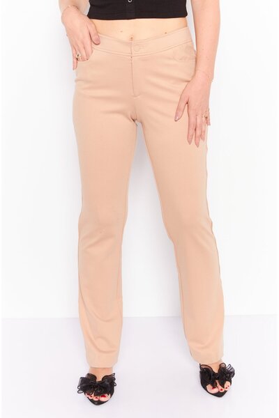 Anne Klein Women Bootcut Solid Stretchable Dress Pants, Tan
