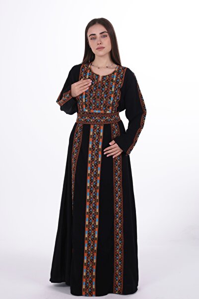 al bent al sharqieh Ladies Printed Jalabiya - Full-Sleeve crepe Dress with be...