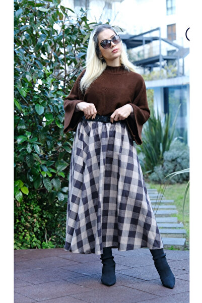 SERENCEE Ekose desen mevlana etek