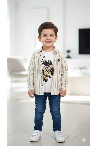 ZEYBABY طقم أطفال مكون من 3 قطع: قميص بأكمام قصيرة وبنطلون