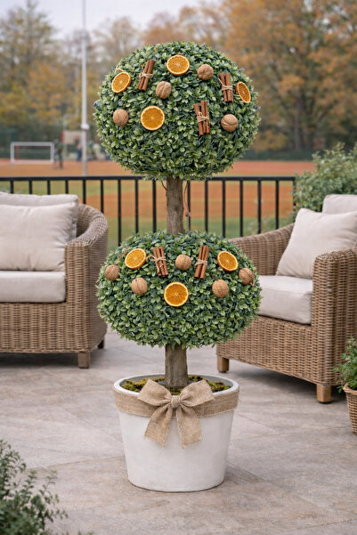 Marrone Rustic Door Front Tree 80 cm Orange Walnut Cinnamon Bohemian Ornament