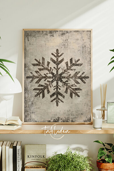 tablodea Pictură de perete rustică vintage cu model de fulgi de zăpadă TD Pos...