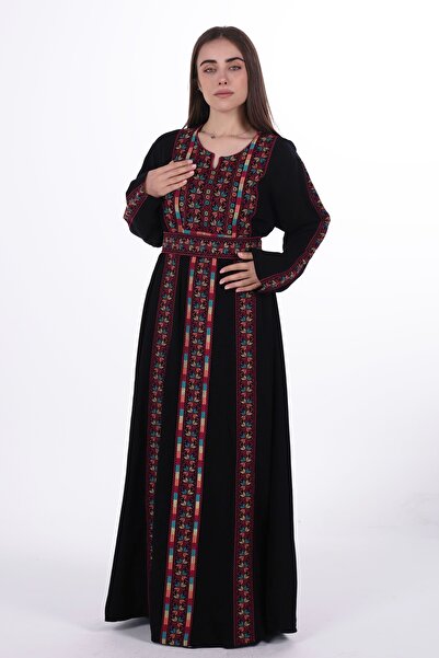 al bent al sharqieh Ladies Printed Jalabiya - Full-Sleeve crepe Dress with be...