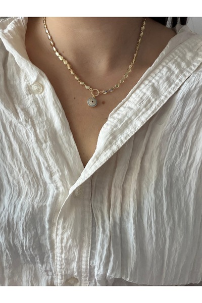 Charmist Çelik özel koleksiyon arpa zincir nazar detaylı kolye