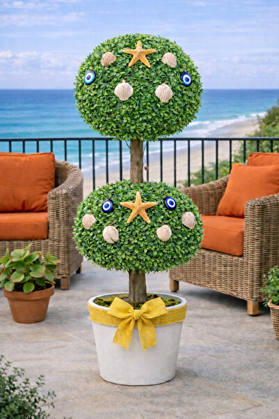 Marrone Κοχύλια θαλάσσης με κίτρινα φιόγκους 80 εκ. Διακοσμήσεις για μπαλκόνι...