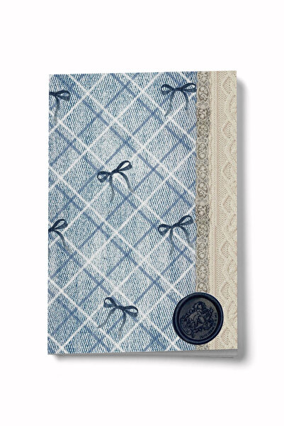 Bi Dünya Haber دفتر ملاحظات صغير مخطط من سلسلة فينتاج 2 بفيونكة زرقاء مقاس A6