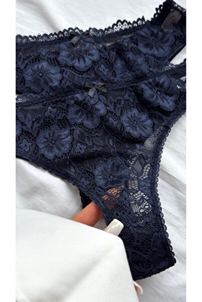 YOYYO 2-Pack Women's Floral Patterned Floral Lace Detailed Thong with Cotton ...