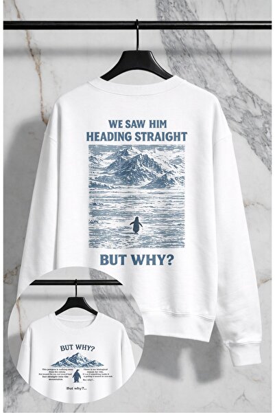 Fuddy Moda Oversize Unisex But Why Nihilist Penguen Hikayesi Pulover cu guler...