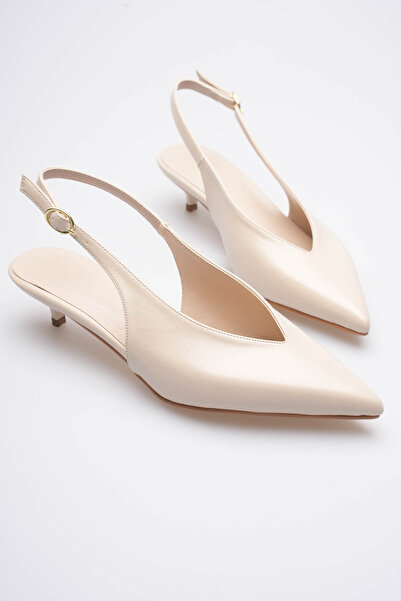 Long Star Pantofi de birou clasici, de damă, bej, cu vârf ascuțit, cu curele ...