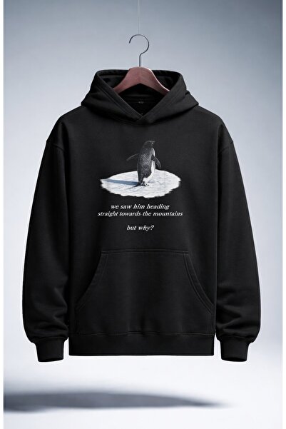 Fuddy Moda Hanorac unisex supradimensionat cu imprimeu „But Why Nihilist Lone...