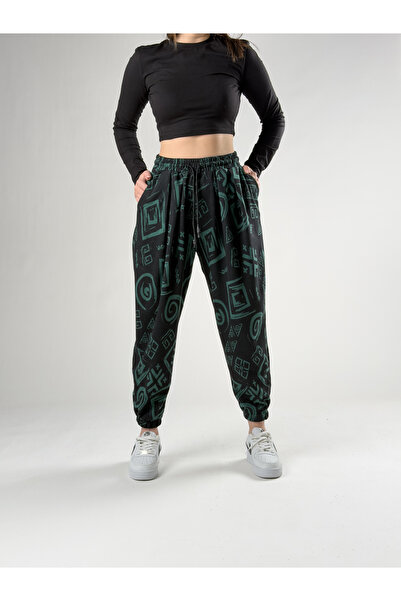 COCOPELLI Spiral Patterned Green Women's Jogger Pants Coc2755