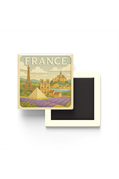 iBerk Mıknatıslı Buzdolap Magneti - Fransa - France - Paper Cut Art - 9x9 cm