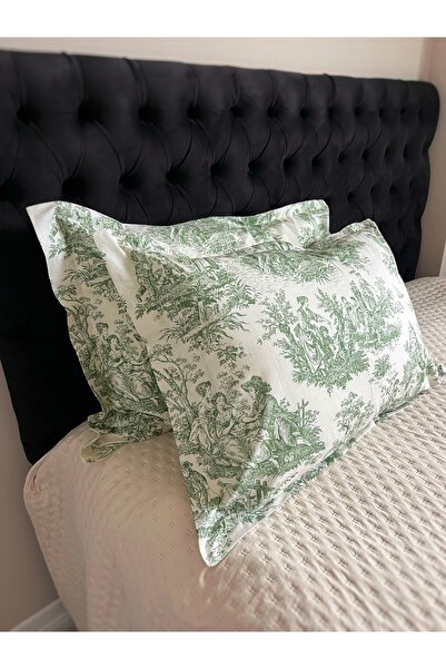 ToffyStore 2-Piece Envelope Model French Village Patterned Pillowcase Green