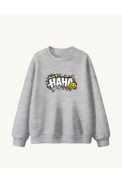 haha Oversized Hoodless Sweatshirt for Children