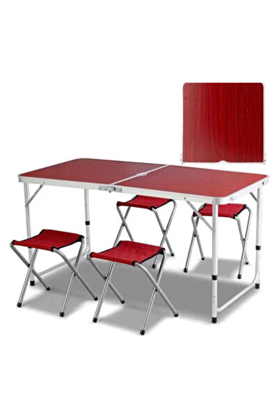 OEM Camping table set with 4 chairs ideal for tourism - Mahogany