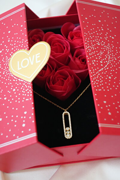 eva silvera Sevgililer Günü Hediyesi 925 Ayar Gümüş Gold Kaplama Messika Koly...