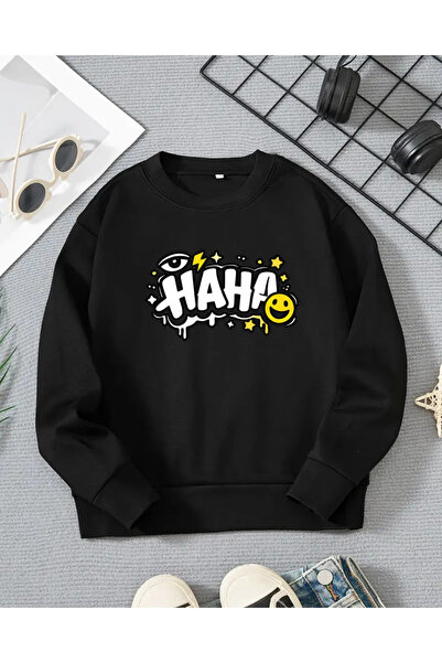 haha قصة فضفاضة سويت شيرت بدون قلنسوة للأطفال