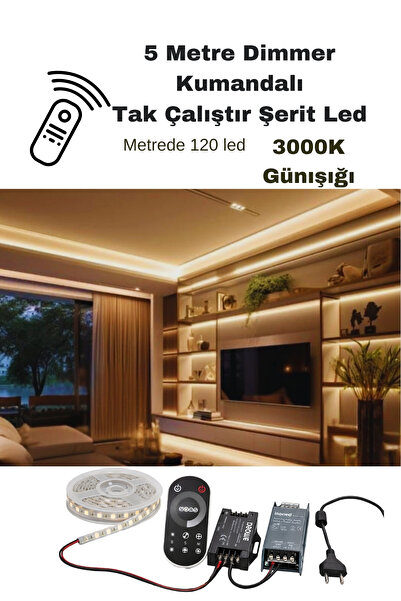ankarateknik Dokunmatik Dimmerli Kumandalı LED Şerit Seti 3000K Günışığı – Ta...