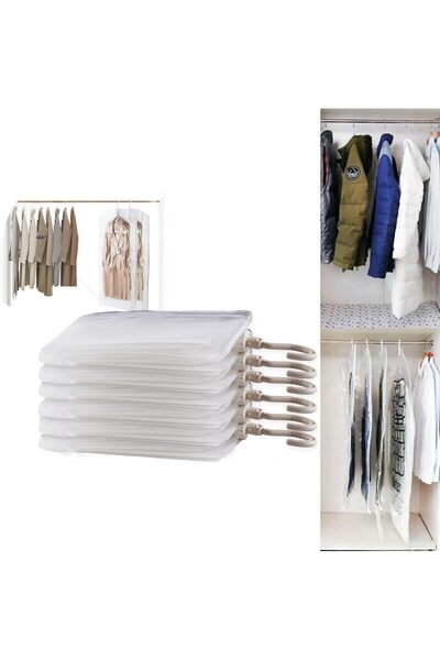 BRF KYonlineSell AEE® 3'lü Askılı Vakumlu Hurç Elbise Torbası Kılıfı 145x70 1...